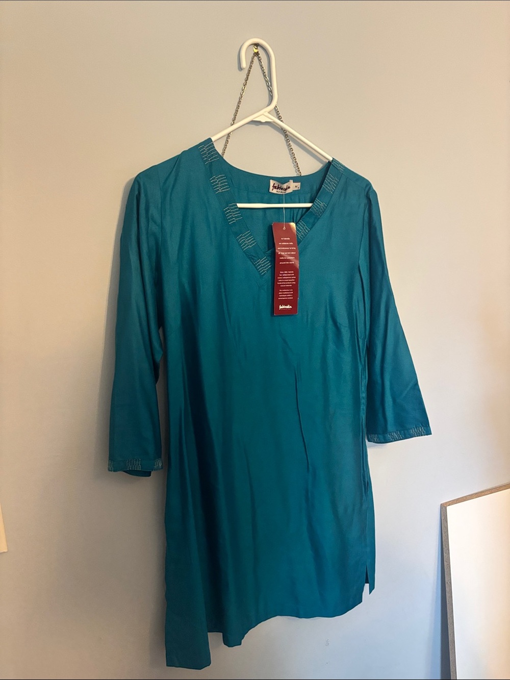 Teal V-Neck Tunic Top
